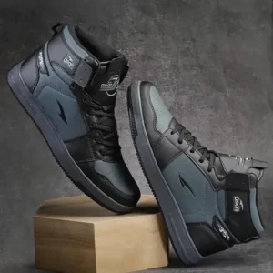 asian  Sneaker Casual Shoes for Men | Soft Cushioned Insole, Slip-Resistance High Tops For Men  (Grey, Black , 8)